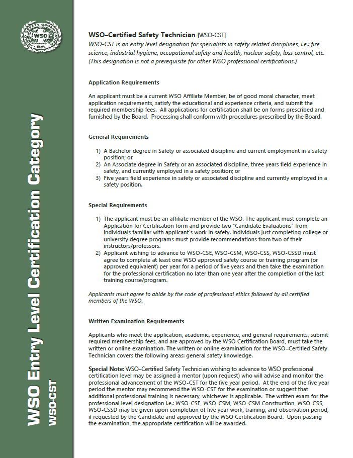 WSO Entry Level Certifications Fact Sheet